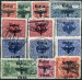 Československé poštovní známky používané říšskou poštou v Sudetech s přetiskem Kladrau, státním znakem a letopočtem 1938. 